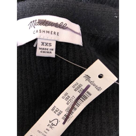 Madewell Cashmere Sweater V Neck Black NWT XXS - Picture 4 of 7